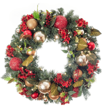 village lighting christmas wreaths